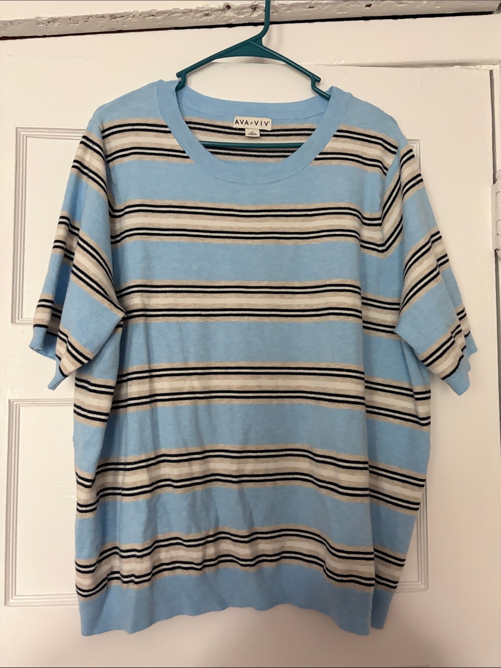 Ava & Viv Sky Blue Striped Short-Sleeve Tee